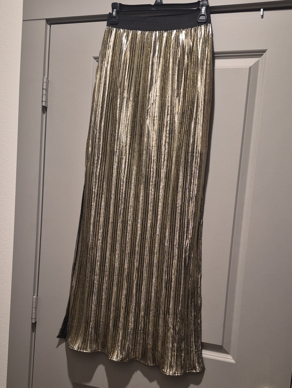 Pleated Metallic Gold Skirt